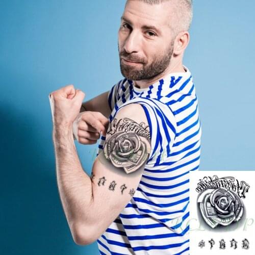 Waterproof Temporary Tattoo Stickers Money Element Flower Letter Big Size Fake Tatto Flash Tatoo Body Art Tattoos for Women Men