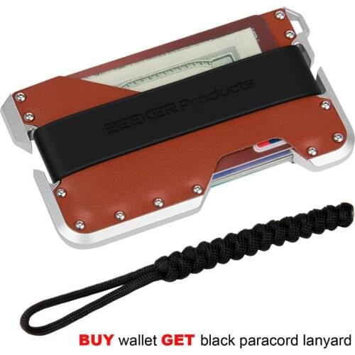 ZEEKER New Design Aluminum Metal RFID Blocking Credit Card Holder Genuine Leather Minimalist Card Wallet For Men