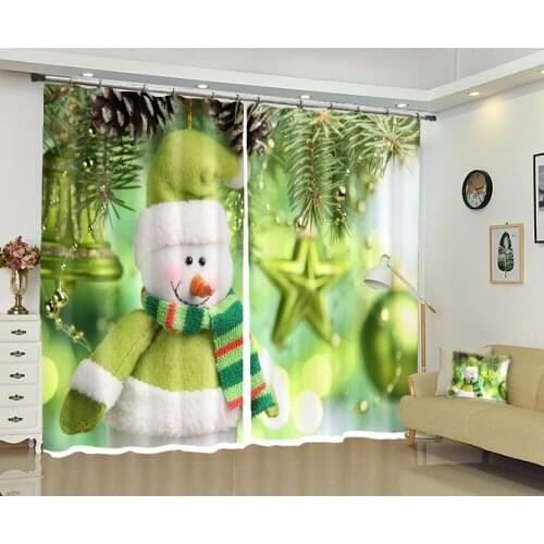 Green Blackout 3D Window Curtain For Living Room kids Bedroom Drapes Cortinas Rideaux Customized size Christmas Cushions cover