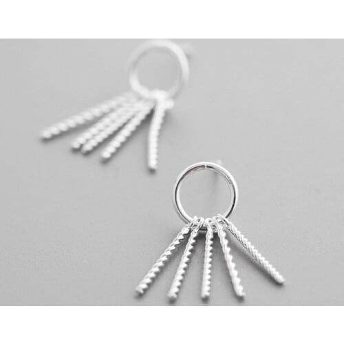 Trendy 925 Sterling Silver Long Tassel Earrings For Women Sterling-silver-jewelry Simple Statement Earring boucle d'oreille