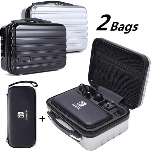 2 in 1 Big Capacity Zipper ABS Hard Carrying Case Storage Bag Suitcase Shell for NS Switch Console Travel Bag Protective Cover