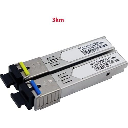 1 pair SC Connector 1.25Gbps 3km/20KM DDM BIDI Otdr optical tranceiver module 1310nm/1550nm WDM SFP Module SC switch Compatible