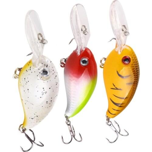 1Pc Crank 3D Eyes Outdoor Fishing Lure Hard Bait Bass Crankbait Sharp Fish Hook Tackle