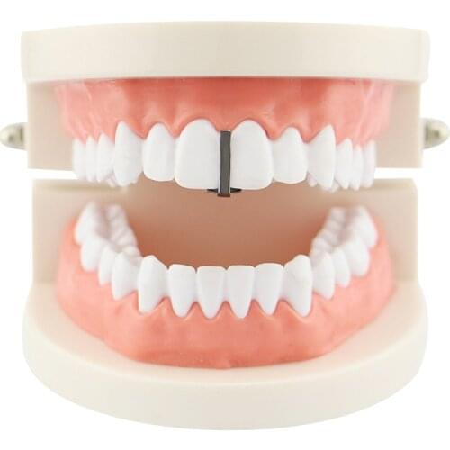 1 Pc Gold Color Teeth Grillz Stick Shape Grills Top Fangs Grills Metal Tooth Caps for Women Men Rapper Party Body Jewelry
