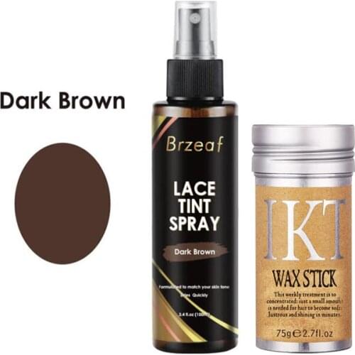 100ml Dark Brown Middle Brown Light Brown Lace Tint Spray For For Closures, Wigs And Closure Front+75G Wax Stick Gel