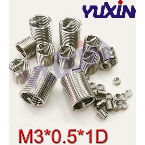 100pcs M3*0.5*1D Wire Thread Insert Stainless Steel 304 Wire Screw Sleeve, M3 Screw Bushing Helicoil Wire Thread Repair Inserts