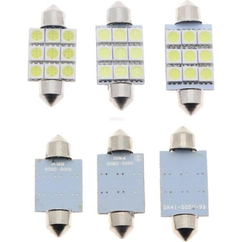1X White 5050 9Led C10W C5w Parking Door Festoon Dome backup Lamp 36mm 39mm 41mm DC12V Car Led Door Reading Tail Lamp Turn Lamp