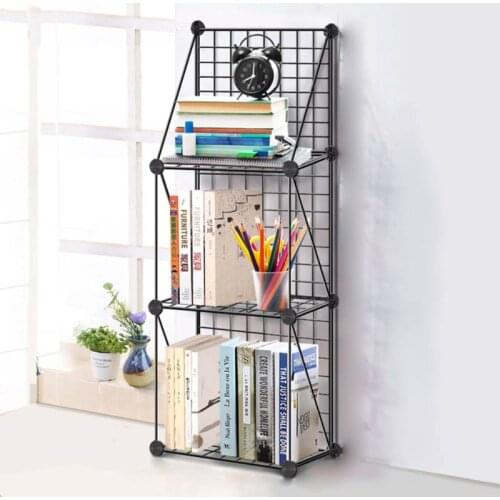 2/3/4/5 Tiers Multilayer Combination Iron Bookshelf Storage Rack Bookcase Organizer Floor Bedroom Kitchen Storage Shelf Rack