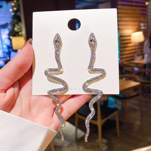 2020 Europe Jewelry Rhinestone Snake Geometric Female Exaggerated vintage Earrings