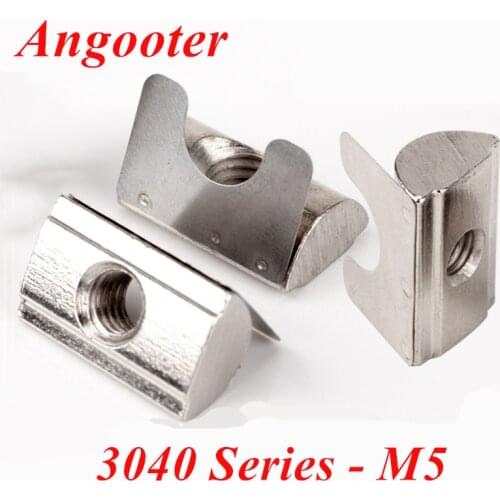 50pcs M5 Roll-in T Slot Nut with Spring Leaf Elastic Nut Block 30/40 Series Aluminum Profile Extrusion