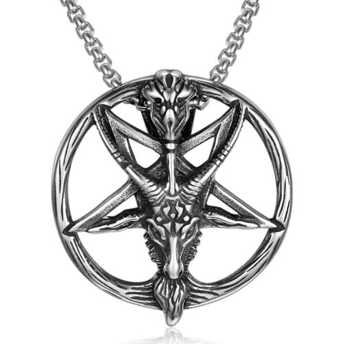 Antique Satanic Jewelry Baphomet Goat Satan Cross Lucifer Signal Pendants Necklaces For Men Women