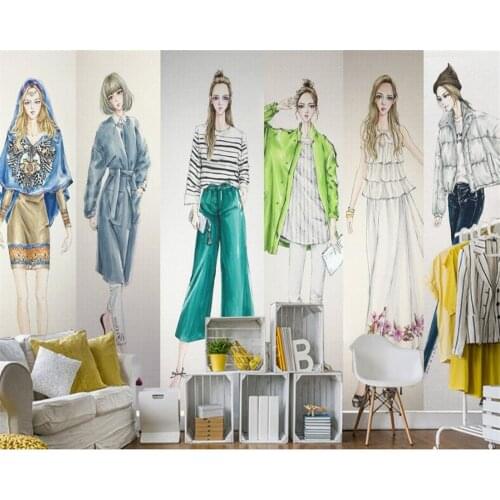 Beibehang Custom wallpaper mural fashion girl clothes shop barber shop wall 3d wallpaper papel de parede carta da parati