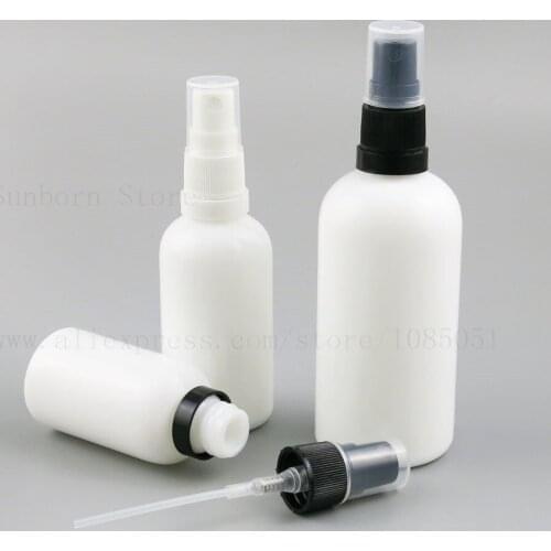 15pcs/lot Empty glass bottle 15ml 1oz 30ml 50ml 100ml Essential Oil e liquid Bottle With sprayer white perfume spray bottle