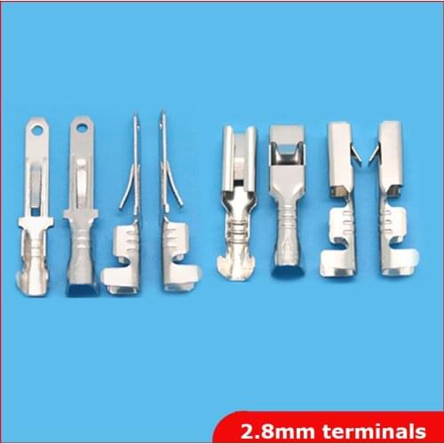 Free shipping 50pair=100pcs 2.8 Male&Female Spade Cable Wire Terminals Square Insert for 2.8mm Connectors