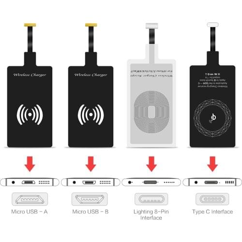 Micro USB Type C Universal Fast Wireless Charger adapter For Samsung huawei For iPhone For Android Qi Wireless Charging Receiver