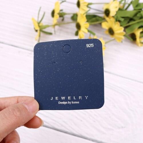 3Sizes Blue Paper Earring Display Card Hang Tag 50pcs/lot Rectangle Jewelry Necklace Ear Studs Display Custom Cards