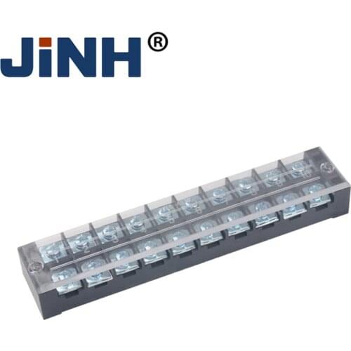 45A /600V Black Color Dual Row Barrier Screw Terminal Block Fixed Wiring Board Wire Connector