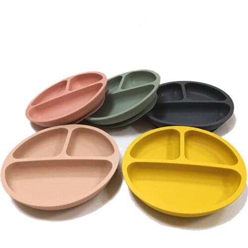 BPA Free Baby Silicone Suction Plate Kid Tableware Food Grade Silicone Non-Slip Baby Dish Infant Todller Dinnerware