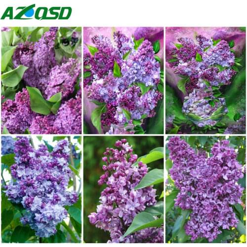 AZQSD DIY Diamond Embroidery Painting Flower With Home Decoration cross stitch Diamond Mosaic Purple Lilac
