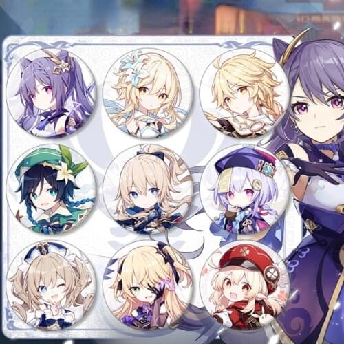 Game Genshin Impact Badge Brooch Zhongli Xiao Hutao Tartaglia Yanfei Eula Rosaria Venti Albedo Pin Backpack Decor Cosplay Gifts