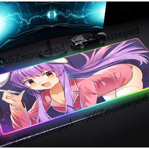 XGZ Anime Naughty Nurse HD Custom Large RGB Colorful Glowing Mouse Pad Black Lock Edge Computer Desk Mat Speed Rubber Non-slip
