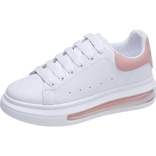 Spring Women Sneakers Loafers White PU Leather Low Cut Lace-Up Casual Sports Shoes Fashion Female Zapatos Driving Shoes 35-40