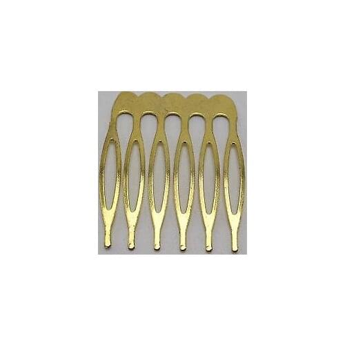 20 Gold Blank Metal Hair Comb 32mm with 6 Teeth For Bridal Hair Accessories DIY