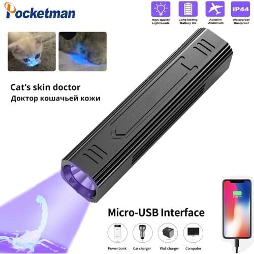 Multifunctional UV Flashlight T6 LED Torch Lantern USB Rechargeable Camping Light Portable Fishing Lights can used as power bank