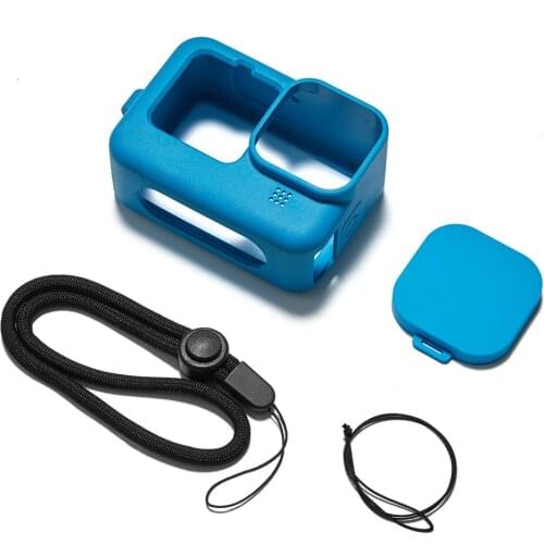 Soft Silicone Case For GoPro 9 Lens Cap blue Adjustable Handle Wrist Strap For GoPro Hero 9