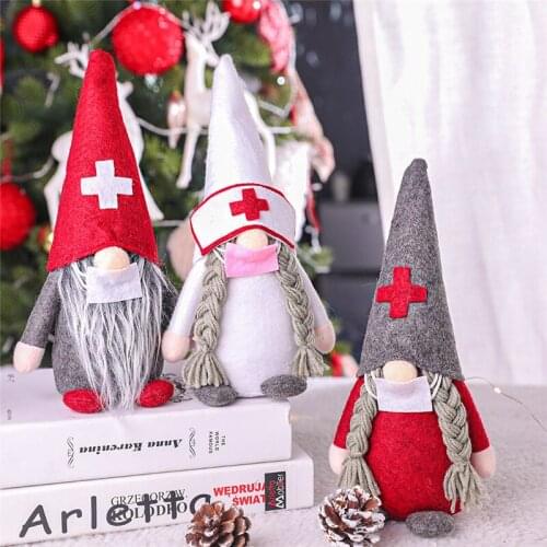 2020 Newest Christmas Decorations Doctor Nurse Santa Claus Plush Toys Doll Christmas Ornament Decorative Doll Children Gift