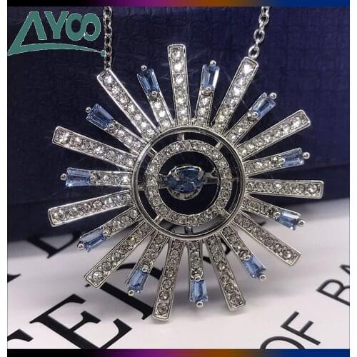 SWA 2021 Fashion Jewelry Original 1:1 Copy,Charming SUNSHINE Crastal Sun Flower Necklace For Women Elegant Gift With Logo