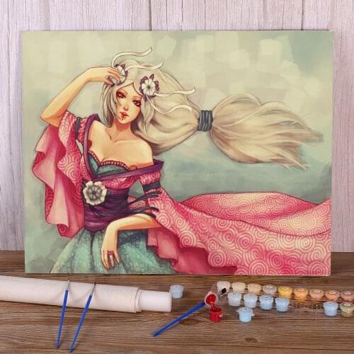 Cartoon Girl Woman Painting By Numbers Package Acrylic Paints 40*50 Picture By Numbers Photo Wall Paintings For Handiwork