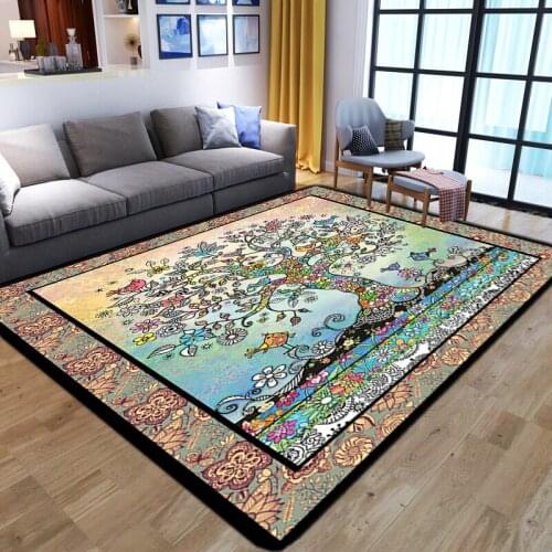 Nordic colorful dream tree printed Carpet Beside Coffee Table Floor Mat On Balcony play Area Rug Bedroom home Decoration Doormat
