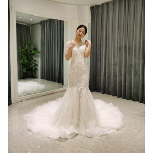 AmL8372 wedding dress 2021 collection party bridesmaids online shopping Formal corset beach mermaid Elegant Civil tulle Moroccan