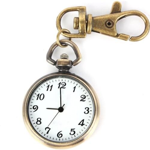 YCYS! Bronze Color Round Pendant Quartz Watch Pocket Keyring Ladies Kids Watch Gift Watch Xmas Gift
