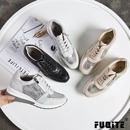 Brand Sneakers Women Breathable Shoes New Design 2021Casual Platform Wedge Fashion Sneaker With Zipper Easy to Wear 36-41