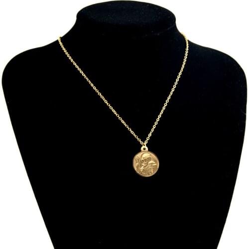 100% Stainless Steel St Benedict Medal Pendant Necklace For Women Metal Medalla San Benito Lock Chain Necklace Religiosas