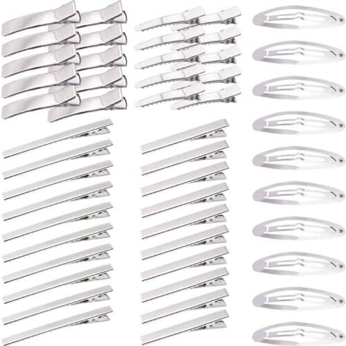 100 Pcs 5 Styles Metal Hair Clips Findings Alligator Flat Water Drop Barrette Snap Hairbow for DIY Art Crafts Projects C1FE