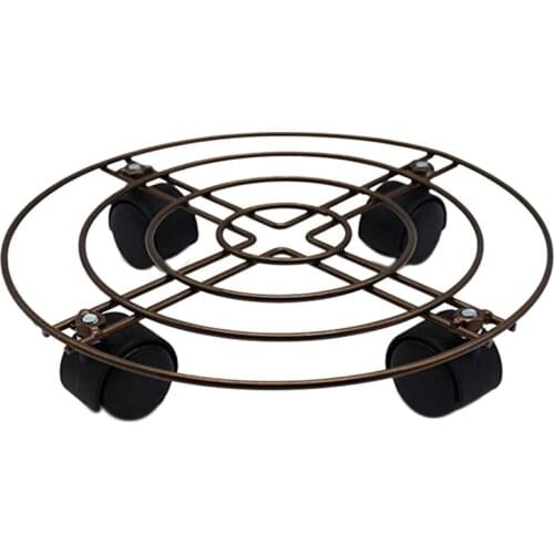 2Pcs 11Inch Plant Flower Stand Heavy Duty Metal Plant Caddy Indoor Coppery Plant Stand With Wheels,Round Flower Pot Stand Home G