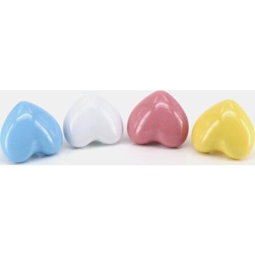 4x Ceramic Kids Drawer Knobs Porcelian Hardware / Kitchen Cabinet Heart Knobs Dresser Drawer Pulls Knob Handles