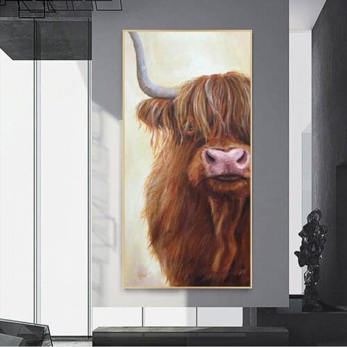 Large Size Animal Poster Wall Art Canvas Painting Abstract Cow Picture HD Print For Living Room Home Decoration Cuadros No Frame