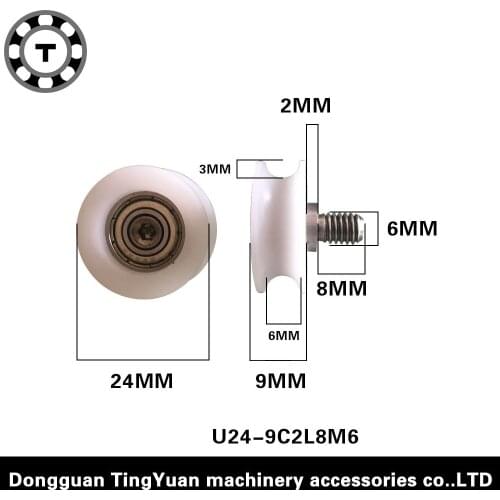 BSU696-24-9C2L8M6Free Shipping 10pcs 696ZZ bearing POM roller vending machine U groove type screw M6 Pulley diameter 24mm