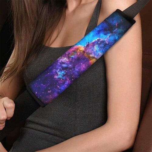 Seat Belt Cover for Adults,2 Pack Galaxy Blue Purple Universal Seat Strap Cushion Pads, Car Seatbelt Covers Shoulder Comfort Pad