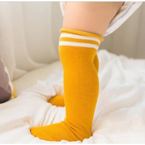 Baby Socks Cotton Children sport Socks For Girls Boys Unisex Toddler 2 to 10 Years Kid rainbow stripe Knee High Long socks