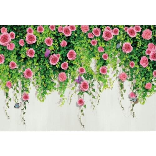 Natural Plant Photography Backdrop Rose Red Flowers Baby Shower Room Decor Photo Booth Studio Prop