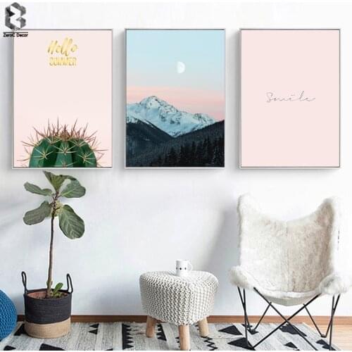 Cactus Canvas Poster Nordic Print Minimalist Motivation Quotes Wall Art Painting Landscape Scandinavian Decoration Picture Smile
