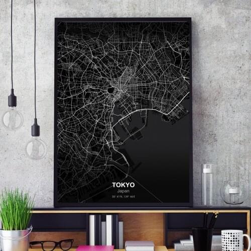 New York London Tokyo Dubai Washington Los Angeles Map Wall Art Canvas Painting Nordic Posters And Prints Decoration Pictures
