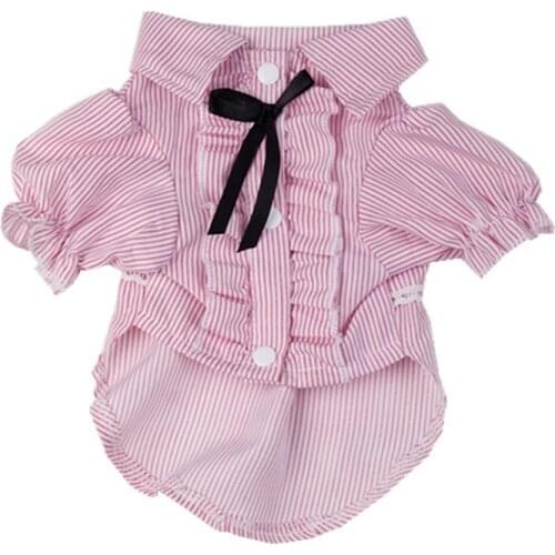Fashion Luxury Spring Summer New Striped Dog Shirts Pet Dog Cat Clothes for Small Dogs Red Blue