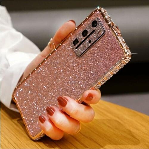 Fashionable Glitter Case For Huawei P40 Pro Cover Luxury Bling Diamond Ins Girls Smartphone Case Snake Pattern Full Body Film