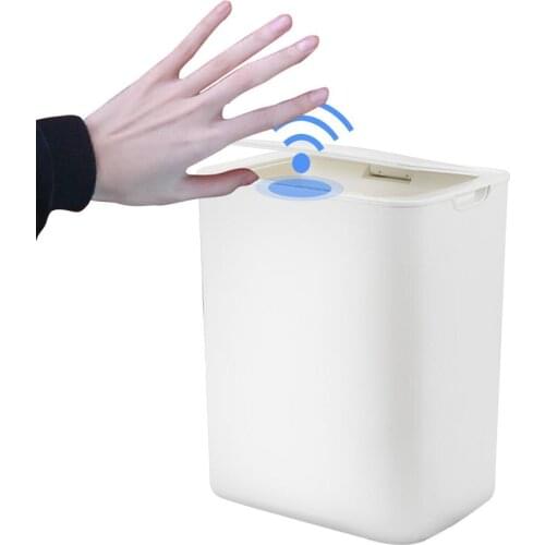 Automatic Sensor Trash Can Touch-free Trash Cans Automatic Garbage Can with Lid 14L 3 Modes Smart Knock Trash Cans Quiet